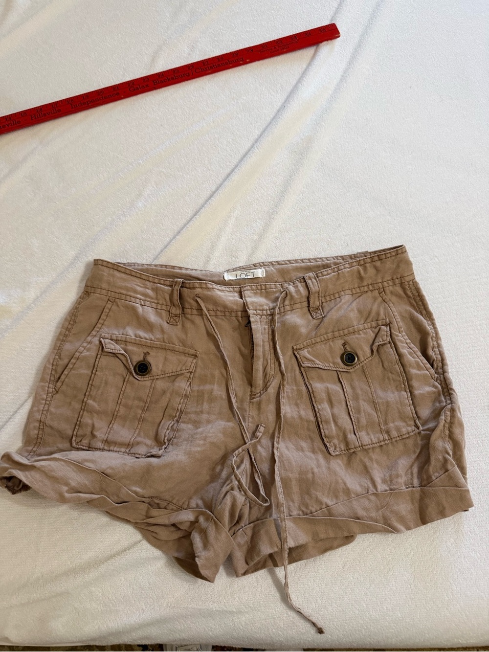 LOFT Women's Taupe Linen Tie-Waist Shorts